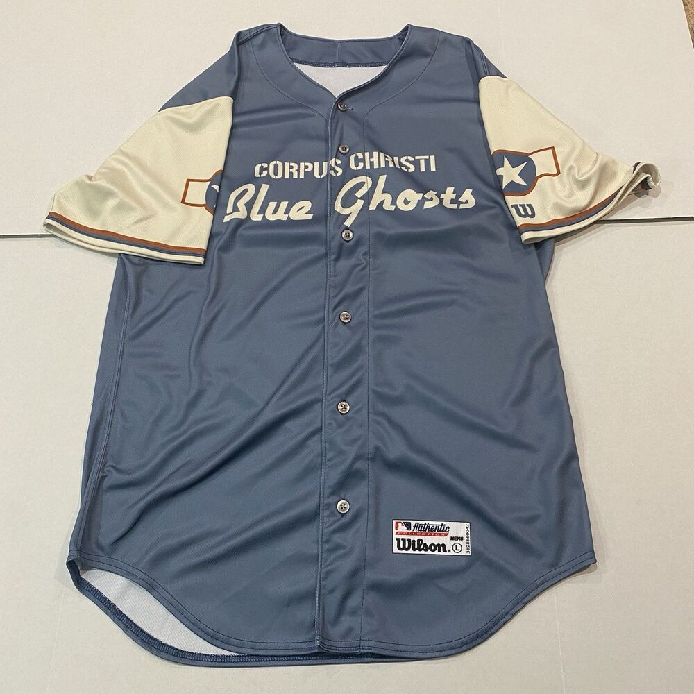 Rare Wilson Authentic Corpus Christi Hooks Blue Ghosts Mens Jersey Size Large